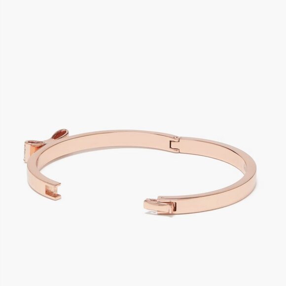 Kate Spade New York Ready Set Bow Pave Bracelet Bangle Rose Gold NWT Hinge Close - Picture 3 of 4